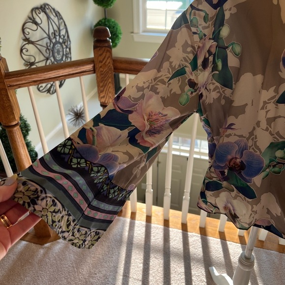 Hale Bob Orchid Print Silk Wrap Blouse - XL - NWT - Picture 7 of 12